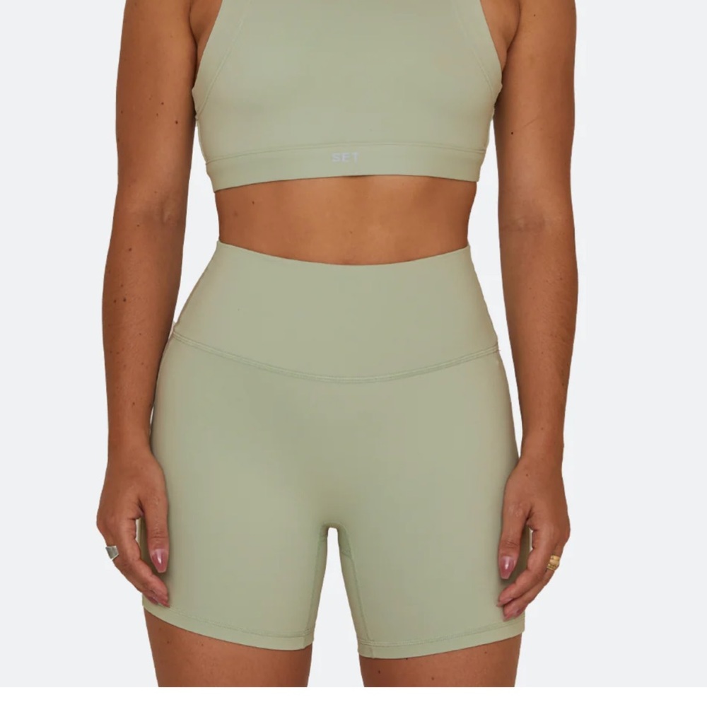 SET Active Sage Green High-Waist Athletic Bike Shorts